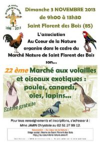 Marché aux volailles et aux oiseaux. Le dimanche 3 novembre 2013 à Saint Florent des Bois. Vendee. 
